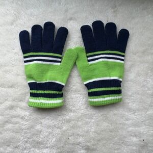 Seattle Seahawks Striped Gloves‎ Green Blue White Knit Winter Gloves